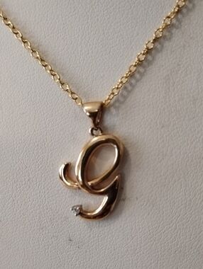Gold Plated over Sterling Silver Script 'g' Initial Pendant Necklace